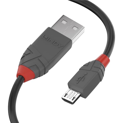 LINDY 2.0 USB-A to Micro B Anthra Line 1 Metre Cable Blk